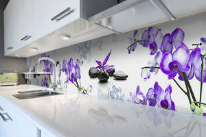 Наклейка виниловая кухонный фартук Zatarga 'Неоновые Орхидеи' 600х2500 мм (Z181317)