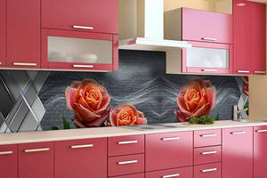 Наклейка виниловая кухонный фартук Zatarga 'Оранжевые Розы' 650х2500 мм