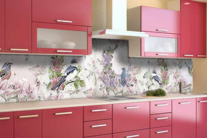 Наклейка виниловая кухонный фартук Zatarga 'Птицы в цветах' 650х2500 мм
