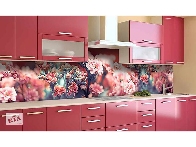 Наклейка виниловая кухонный фартук Zatarga 'Пышные цветы Макро' 600х2500 мм