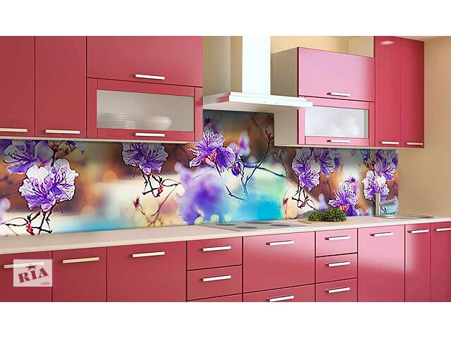 Наклейка виниловая кухонный фартук Zatarga 'Пышные цветы на ветке' 600х3000 мм