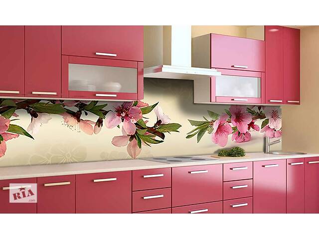 Наклейка виниловая кухонный фартук Zatarga 'Розовая сакура' 600х2500 мм