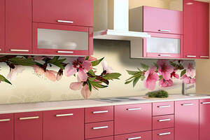 Наклейка виниловая кухонный фартук Zatarga 'Розовая сакура' 650х2500 мм