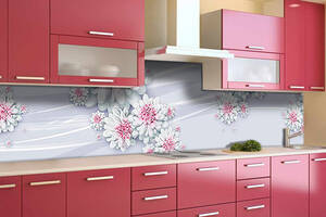 Наклейка виниловая кухонный фартук Zatarga 'Розовые Георгины' 650х2500 мм
