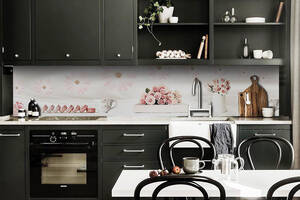 Наклейка виниловая кухонный фартук Zatarga 'Розовые Макаруны' 600х2500 мм