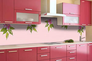 Наклейка виниловая кухонный фартук Zatarga 'Розовые цвет' 600х2500 мм