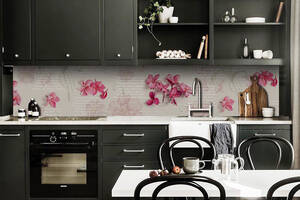 Наклейка виниловая кухонный фартук Zatarga 'Розовые цветы' 600х2500 мм