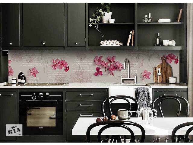 Наклейка виниловая кухонный фартук Zatarga 'Розовые цветы' 650х2500 мм