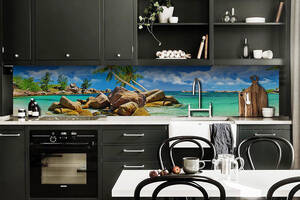 Наклейка виниловая кухонный фартук Zatarga 'Тропический пляж' 600х2500 мм