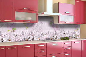 Наклейка виниловая кухонный фартук Zatarga 'Цветочный Орнамент' 600х2500 мм