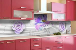 Наклейка виниловая кухонный фартук Zatarga 'Цветы красками' 600х3000 мм