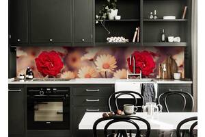 Наклейка виниловая кухонный фартук Zatarga 'Цветы в фокусе' 600х3000 мм