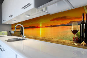 Наклейка виниловая кухонный фартук Zatarga 'Закат на острове' 650х2500 мм