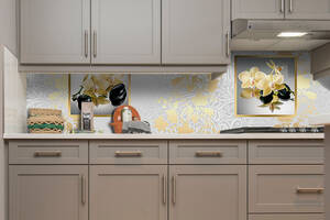 Наклейка виниловая кухонный фартук Zatarga 'Золотой Орнамент' 600х2500 мм