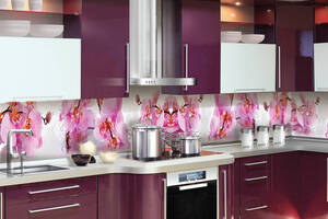 Наклейки кухонный фартук Zatarga Орхидея Сакраменто 600х2500 мм Розовый (Z180098/1)