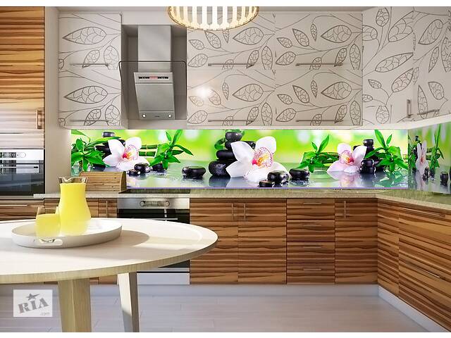 Наклейки кухонный фартук Zatarga Орхидея и бамбук 600х2500 мм Салатовый (Z180140)