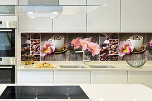 Наклейки кухонный фартук Zatarga Орхидея и сладости 600х2500 мм Розовый (Z180138)