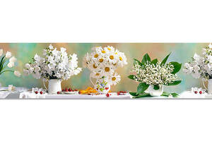 Наклейки кухонный фартук  Zatarga  'Цветы и Ягоды' 600х3000 мм Белый (Z180141/2)