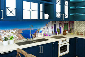 Наклейки кухонный фартук Zatarga Завораживающая Греция 600х2500 мм Синий (Z180098/1)