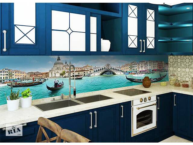 Наклейки кухонный фартук Zatarga Завораживающая Венеция 650х2500мм Голубой (Z180142/1)