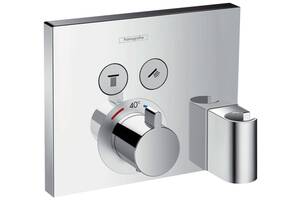 Наружная часть смесителя термостата с держателем для душа HANSGROHE Shower Select 15765000 2 потребителя