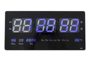 Настенные электронные часы Digital Clock 4622 LED Черные с синим