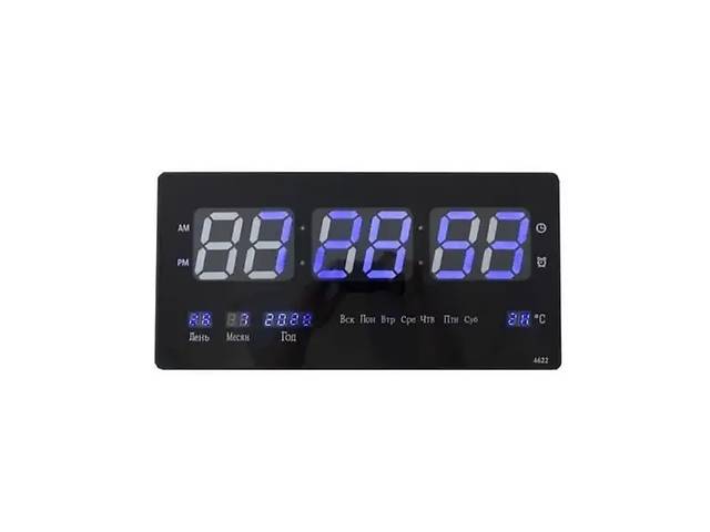 Настенные электронные часы Digital Clock 4622 LED Черные с синим