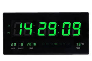 Настенные электронные LED часы Digital Clock 4622 Черные с зеленым