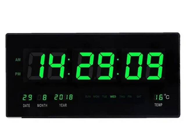 Настенные электронные LED часы Digital Clock 4622 Черные с зеленым