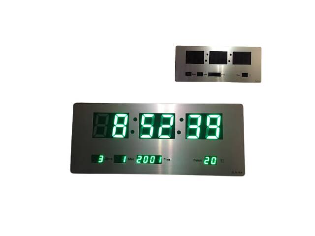 Настольные Led-часы с 3 режимами работы и втроеным градусником с зеленой подсветкой XPRO 3515А корпус металика (lp-7...