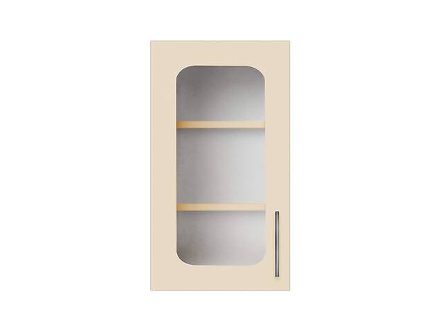 Навесной шкаф-витрина (однодверный) (стекло 4 мм) ширина 400 МАКСИ МЕБЕЛЬ Серый/Ваниль (80038)