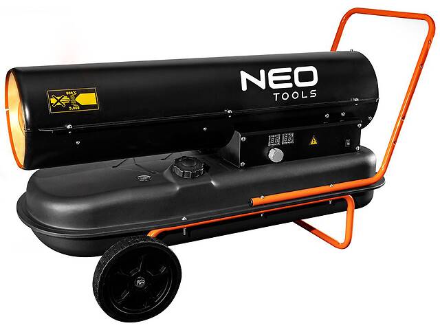Neo Tools Теплова гармата дизель/гас, 50 ​​кВт, 1100м3/год, прямого нагріву, бак 50л, витрата 4.7л/год, IPX4, колеса