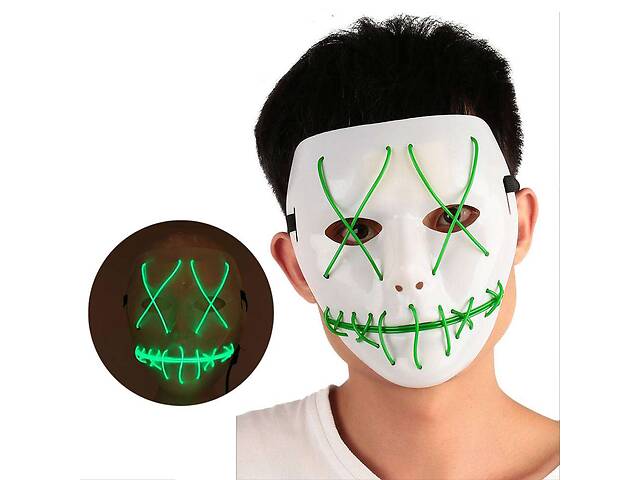 Неонова Маска для вечірок з підсвічуванням LED Mask 1 Green SKL25-149768