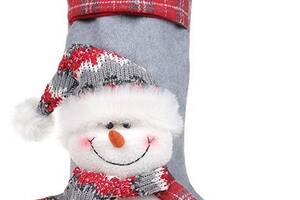 Носок для подарков 'Снеговик' 28х7х51см, серый