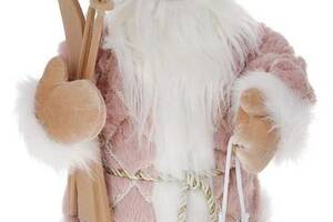 Новогодняя фигура 'Санта Клаус с Лыжами' 45см, розовый с белым