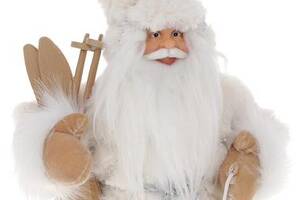 Новогодняя фигура 'Санта Клаус с Лыжами и Фонарем' 30см, белый