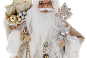 Новогодняя фигура 'Санта Клаус с Подарками' 30см, шампань с белым