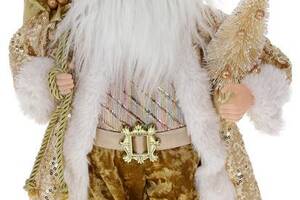 Новогодняя фигура 'Санта Клаус с Подарками и Елкой' 45см, золотой с пайетками