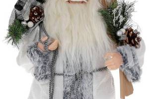 Новогодняя фигура 'Санта Клаус с Подарками и Лыжами' 45см, серый