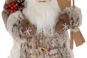 Новогодняя фигура 'Санта Клаус с Подарками и Лыжами' 45см, бежевый с коричневым
