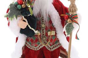 Новогодняя фигура 'Санта Клаус с Подарками и Посохом' 30см, красный с зеленым
