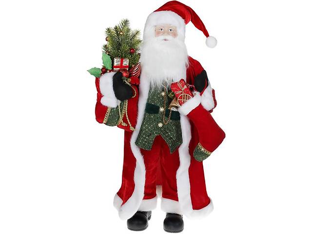 Новорічна фігурка Санта з носком 90см (м'яка іграшка), червоний Bona DP73701