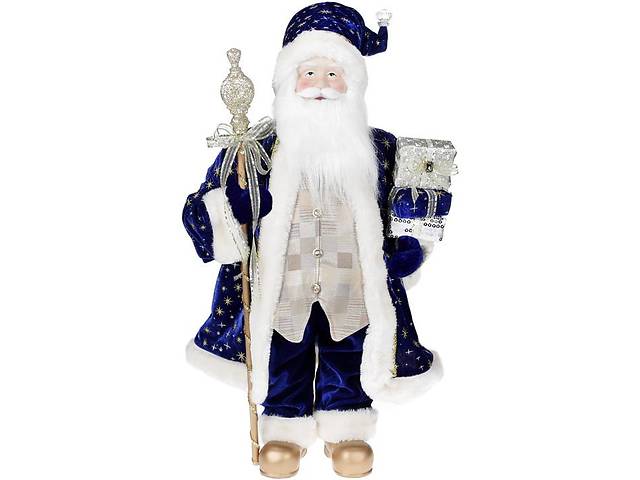 Новогодняя фигурка Санта с посохом 60см (мягкая игрушка), синий с шампанью Bona DP73704