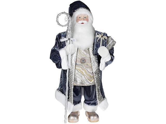 Новогодняя фигурка Санта с посохом 90см (мягкая игрушка), серо-голубой Bona DP73698