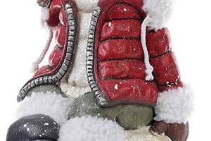 Новогодняя керамическая фигура 'Девочка на снежке' 45см, красная куртка