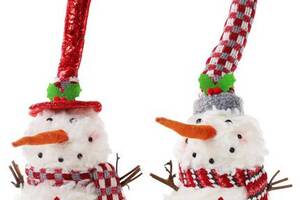 Новогодняя мягкая игрушка 'Снеговик в шапке' 18х18х46см