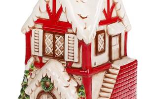 Новогодний декор 'Кирпичный домик' 19.3х18х31.5см с LED подсветкой, керамика