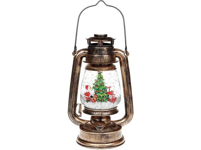 Новогодний декоративный фонарь 'Санта с подарками' 26см с LED подсветкой, подвесной