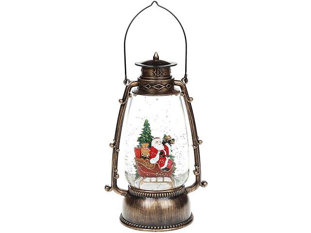 Новогодний декоративный фонарь 'Санта в санях' 24.5см с LED подсветкой, подвесной