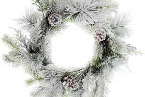Новогодний декоративный венок 'Снежный' Ø34см, искусственная хвоя с шишками